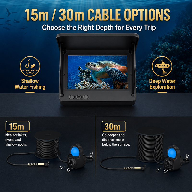 جهاز كشف الأسماك مع كاميرا تحت - مراجعة Fishing Boat Depth Finder وسعره